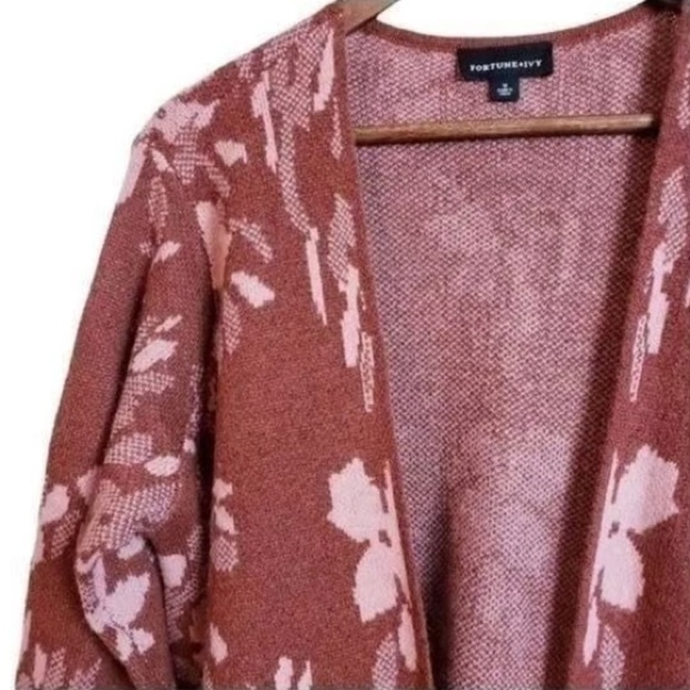 Fortune + Ivy Rust Open Front Duster Cardigan